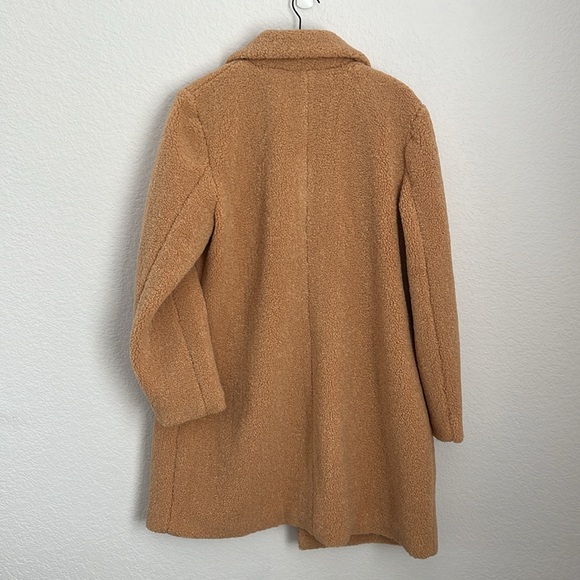 French Connection Tan Teddy Faux Shearling Coat Women Size L Style F26872 - Picture 4 of 4